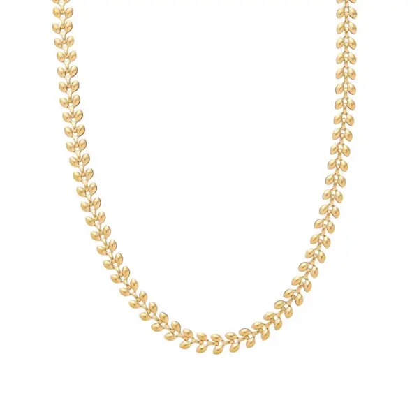Wholesale Elegant Gold Titanium Steel Wheat Ear Heart Shaped Necklace For Women Non Fading Luxury Geometry Pattern Choker Necklace