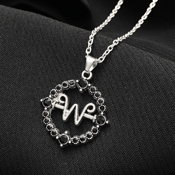 Wholesale Cross-Border Hot Selling Wednesday Necklace for Men and Women, Fashionable Cut Out Round Letter W Pendant Clavicle Chain Wednesday