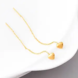 Wholesale PVD Coated 18K Gold Plated Heart 304 Stainless Steel Luxurious Waterproof Non Tarnish Earrings