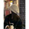 Wholesale Japanese style oversized beret for women, autumn and winter knitted beanie, face-slimming beanie, fisherman's hat.
