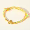 Sweet Cute Stainless Steel 18K Gold Turtle Pendant Colorful Handmade Woven Rope Bracelet Jewelry Simple Style Versatile Ocns