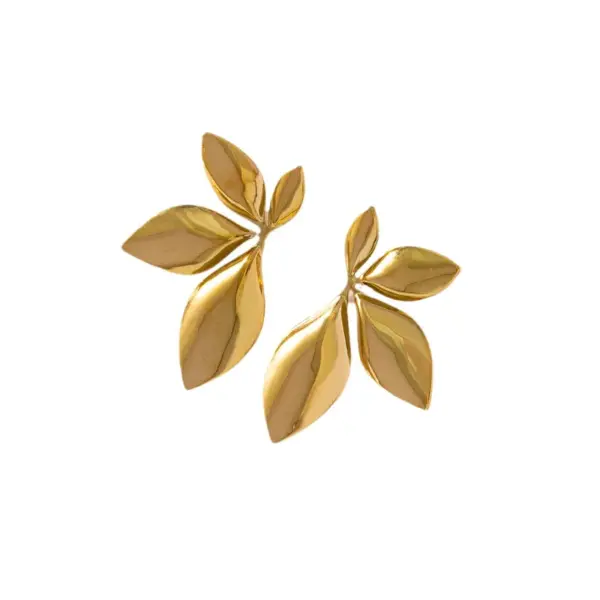 Wholesale Real Gold Plated 316 Stainless Steel PVD Coated Leaf Dragonfly Basic Simple Style Classic Style Hoop Earrings For Women's