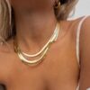 Wholesale Stainless Steel Snake Flat Chain Snake Chain for Women and Men Simple Gold Necklace 2022 Popular Snake Bone Stainless Steel Plain Chain Necklace