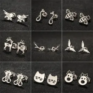 PVD Coated 18K Gold Real Gold Plated Animal 304 Stainless Steel Waterproof Non Tarnish Ear Studs