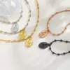 304 Stainless Steel Virgin Mary PVD Coated Real Gold Plated 18K Gold Religion Waterproof Non Tarnish Plating Separated By Bead Necklace Lobster Trier Clasp Closure Bracelets