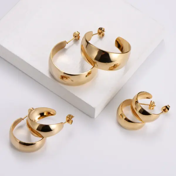 PVD Coated 18K Gold Plated Geometric Stainless Steel Simple Style Waterproof Non Tarnish Earrings