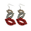 Wholesale Colorblock Western Cowboy Leopard Print Earrings