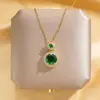 Wholesale Jewelry Glam Luxurious Solid Color 304 Stainless Steel Copper Diamond 18K Gold Plated Plating Inlay Pendant Necklace