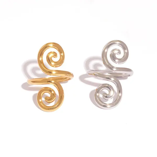 Wholesale Summer Ladies' 18K Gold Plated Stainless Steel Geometric Hollow Out Open Ring Adjustable Size Casual Wear Elegant Design