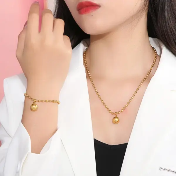 Wholesale PVD Coated 18K Gold Plated Solid Color Stainless Steel Streetwear Waterproof Non Tarnish Bracelets Necklace
