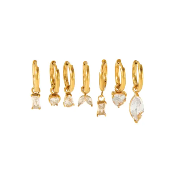 PVD Coated Real Gold Plated Water Droplets Heart Shape Rectangle 304 Stainless Steel Vintage Style Waterproof Non Tarnish Drop Earrings