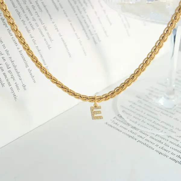 Wholesale Jewelry Fashion Letter 304 Stainless Steel Copper Zircon 18K Gold Plated Plating Pendant Necklace