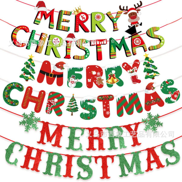 oly-8aa1ef3a70ce76fb231352e77b4115ed Wholesale Christmas holiday banner flag decoration hanging flag letter colorful flag flower Christmas holiday party decoration supplies