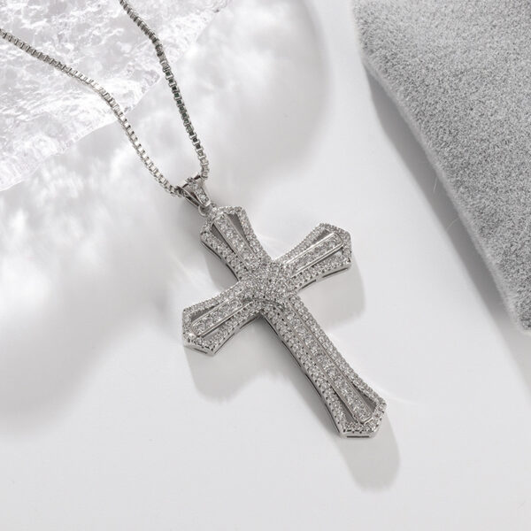 Wholesale Cross-border European and American New Cross necklace men and women zircon pendant clavicle chain jewelry full diamond factory direct supply