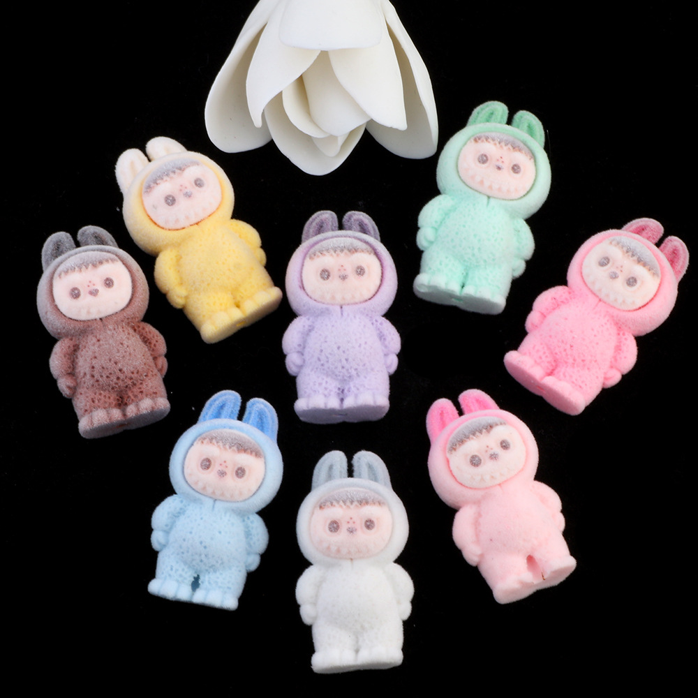 Wholesale Cross-border heavy industry flocking cloth cloth can wear straight hole beads DIY mobile phone chain key chain bag chain beaded aessories