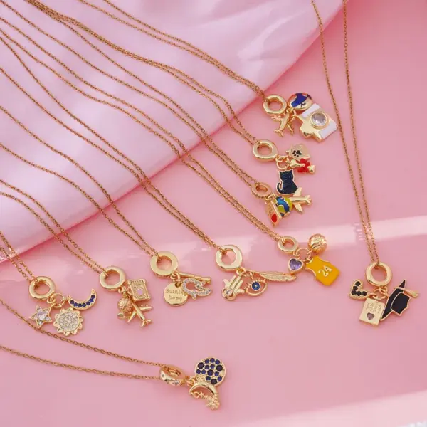 Wholesale 304 Stainless Steel Copper Leaves Perfume Bottle Pendant Necklace