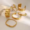 304 Stainless Steel Geometric PVD Coated Real Gold Plated Glam Sexy Romantic Waterproof Non Tarnish Bangle