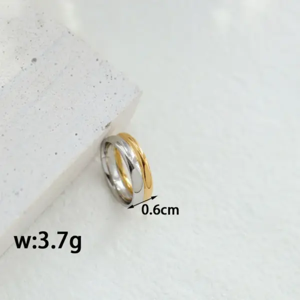 Wholesale 304 Stainless Steel Multicolor PVD Coated 18K Real Gold Plated Simple Style Classic Style Waterproof Non Tarnish Plating Rings
