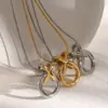 Wholesale Jewelry Basic Simple Style Classic Style Solid Color 304 Stainless Steel 18K Gold Plated PVD Coated Plating Cable Chain Pendant Necklace