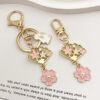 Wholesale Cute and Sweet Cherry Blossom Fan Keychain Girl's Best Friend Fresh Key Ring Bag Pendant Accessories Gift