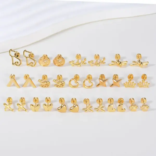 Wholesale 1 Pair Simple Style Geometric Plating Stainless Steel Ear Studs
