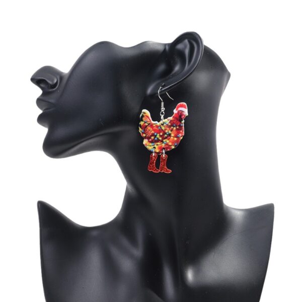 oly-8abfba1aa0a4d6b19d9c63bc2525a323 Wholesale Christmas Chicken Bell Acrylic Earrings