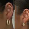Wholesale 304 Stainless Steel Geometric PVD Coated Rhinestones Real Gold Plated 18K Gold Retro Waterproof Non Tarnish Surgical Steel Gold Earrings