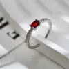 Wholesale Copper Gold Plated Simple Style Inlay Rectangle Zircon Open Rings