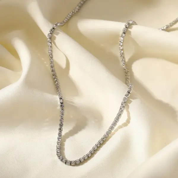 Vacation Simple Style Solid Color 304 Stainless Steel Zircon Tennis Chain Tennis Bracelet In Bulk