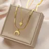 Wholesale Fashion Star Moon Titanium Steel Necklace 1 Piece