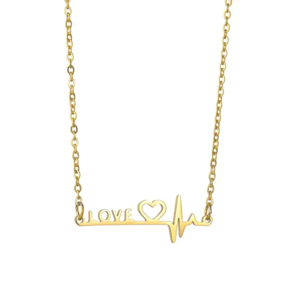 Wholesale PVD Coated Gold Plated Letter 201 Stainless Steel Necklace