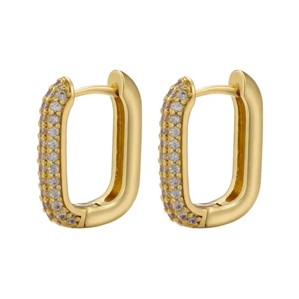 Wholesale 1 Pair Fashion Rectangle Plating Inlay Copper Zircon Hoop Earrings