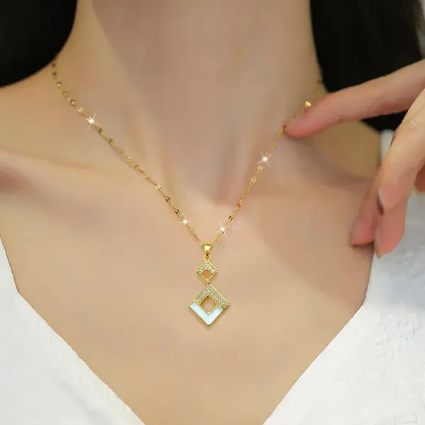 Wholesale Electroplating Golden Plated Geometric Titanium Steel Casual Titanium Steel Earrings Necklace