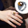 Wholesale New S925 Silver Tiger Eye Stone Live Men's Ring Retro Style Natural Gift Open Ring Gold Feel