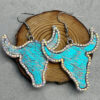 Wholesale Diamond-studded genuine leather bull head-shaped western earrings