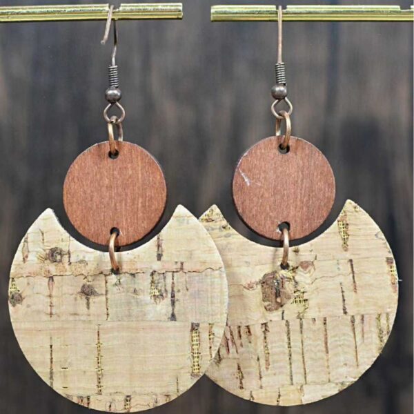 Wholesale Cork Leather Dog Paw Crescent Earrings