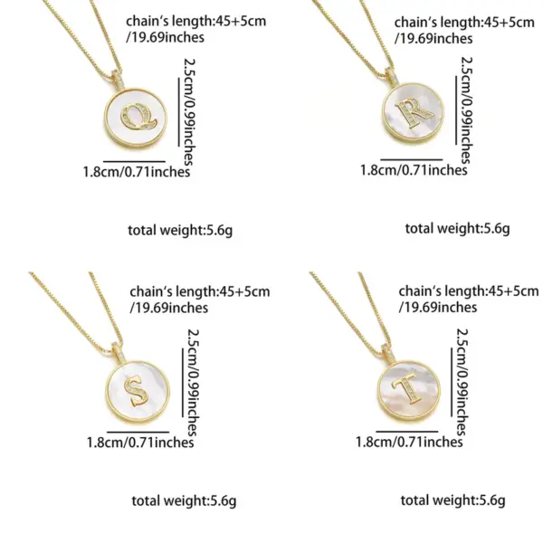 Wholesale Copper 18K Gold Plated Simple Style Classic Style Inlay Letter Letter Shell Zircon Pendant Necklace