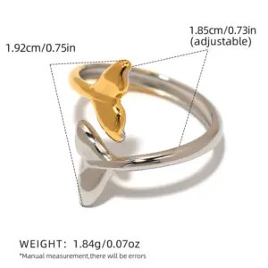 Gold and silver color / One Size / 1 Piece of Fish Tail Ring