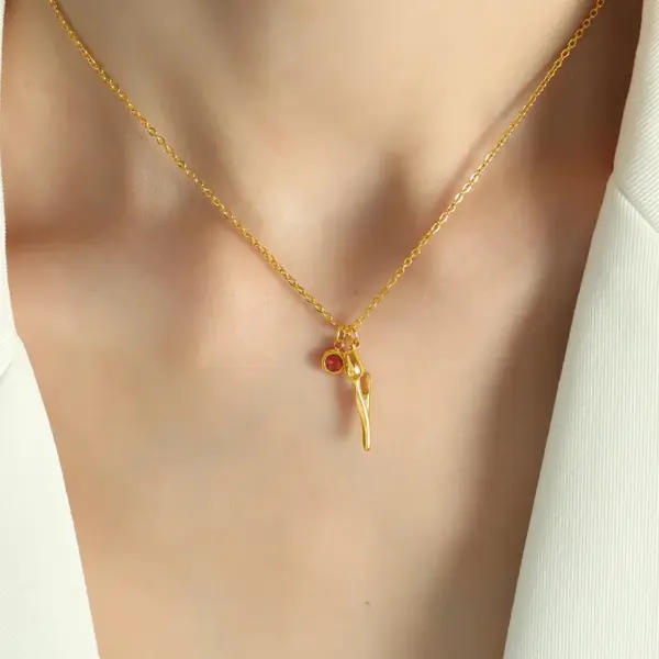 Wholesale 304 Stainless Steel Tulip PVD Coated Rhinestones 18K Gold Plated Real Gold Plated Elegant Simple Style Waterproof Non Tarnish Plating Inlay Cable Chain Gold Necklace