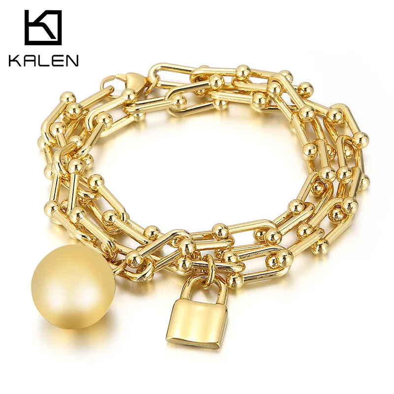 Wholesale Fashion Geometric Titanium Steel Plating No Inlaid Bracelets
