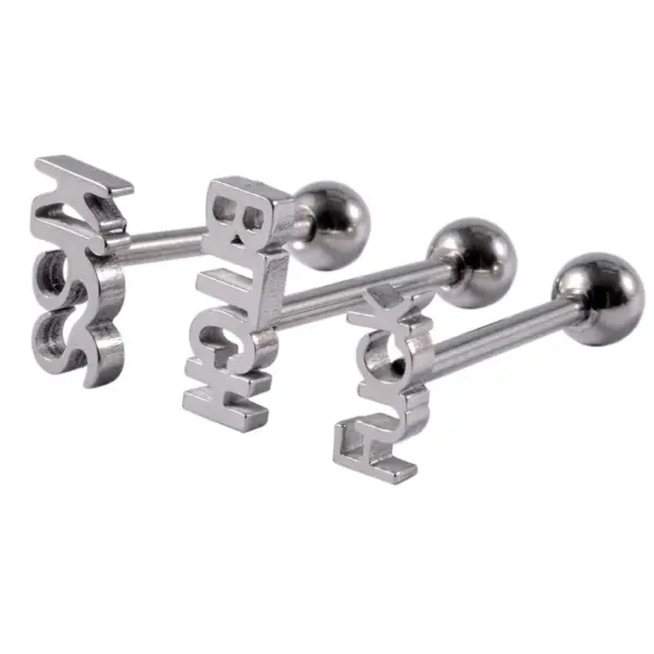 Wholesale 1 Piece Tongue Rings Lady Letter 304 Stainless Steel Plating