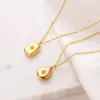 304 Stainless Steel Square Heart Shape PVD Coated Rhinestones Real Gold Plated Retro Simple Style Waterproof Non Tarnish Surgical Steel Cable Chain Gold Pendant Necklace