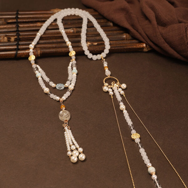 Wholesale Factory Direct Sales of Ancient Style Clouds, Chinoiserie Yingluo Accessories, Han Dynasty Horse Face Necklace, Ming-Made Longevity Lock Tassel Collar