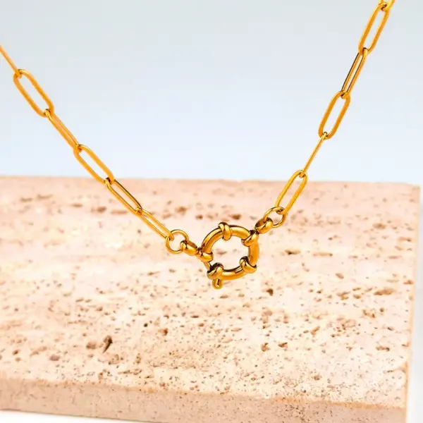 Wholesale Solid Color 304 Stainless Steel Simple Style Titanium Steel Pendant Necklace