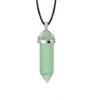 Fashion Hexagon Prism Natural Stone Leather Rope Pendant Necklace 1 Piece