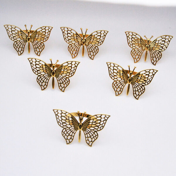 Wholesale Napkin Ring Napkin Buckle Hollow Metal Butterfly Napkin Ring Metal Ring Mouth Cloth Cross-Border Manufacturer