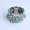 Wholesale European and American Ethnic Style Nepalese Bracelet Silver-Plated Diamond Turquoise Bracelet Retro Exaggerated Jewelry