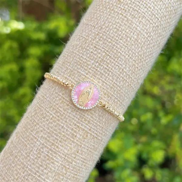 Wholesale Copper 18K Gold Plated Plating Human Virgin Mary Zircon Bracelets