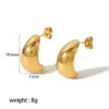 Wholesale PVD Coated Real Gold Plated C Shape 304 Stainless Steel Retro Waterproof Non Tarnish Ear Studs