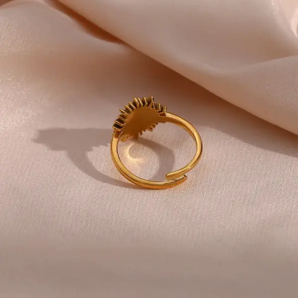 PVD Coated Real Gold Plated 18K Gold Geometric Eye 304 Stainless Steel Retro Waterproof Non Tarnish Open Ring